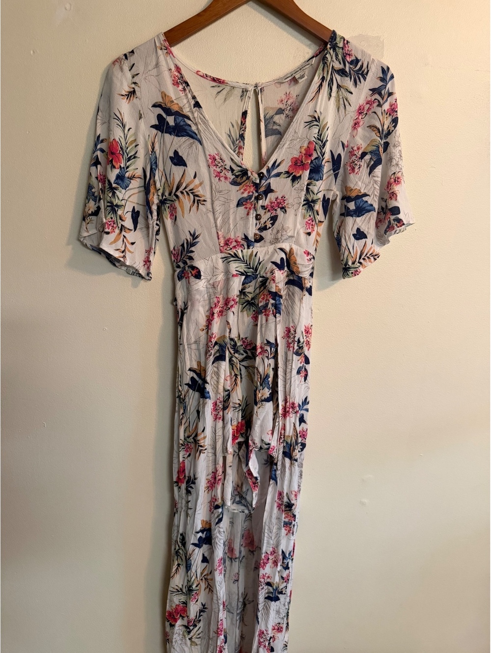 American Eagle Romper Trailing Skirt Floral Beach Vacation Size 0